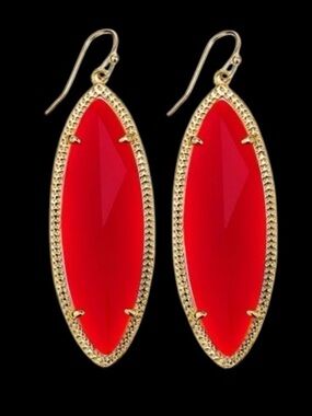 Kendra Scott Jessa Gold Vintage Marquis Drop Earrings in Translucent Red